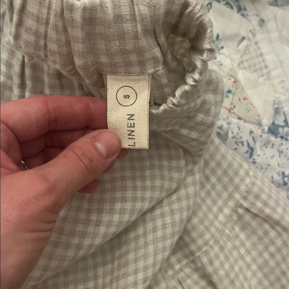 notPERFECTLINEN Beige Gingham Midi Skirt - Picture 2 of 4